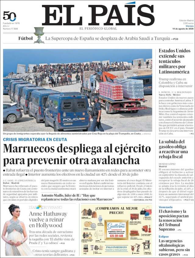 Portada de El País
