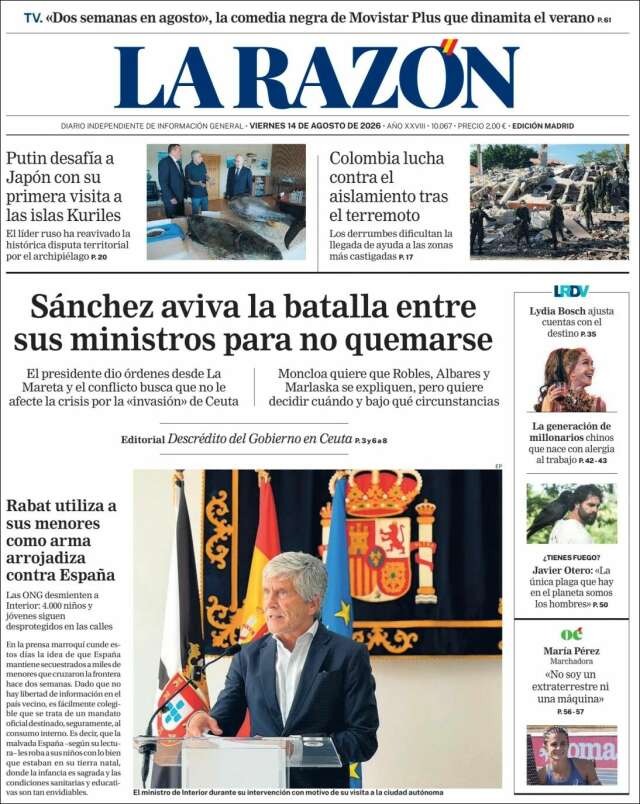 Portada de La Razón