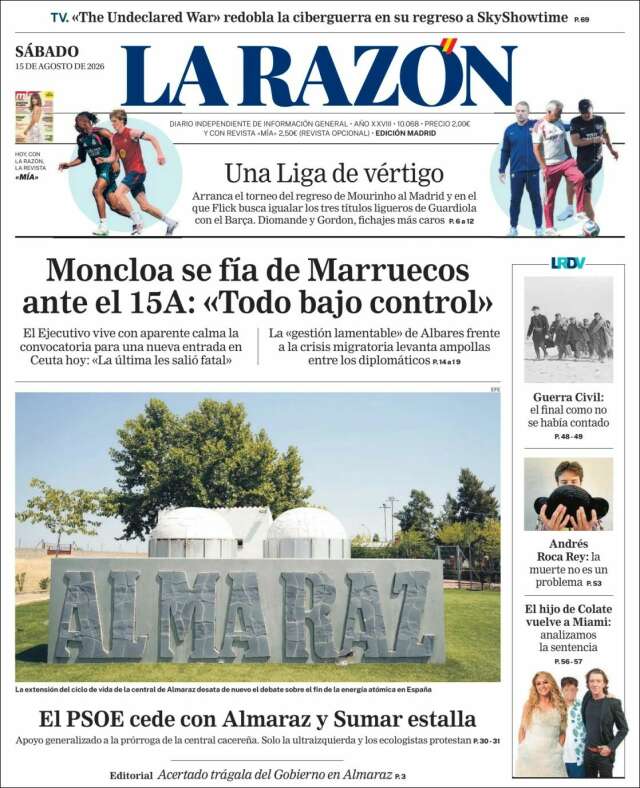 Portada de La Razón