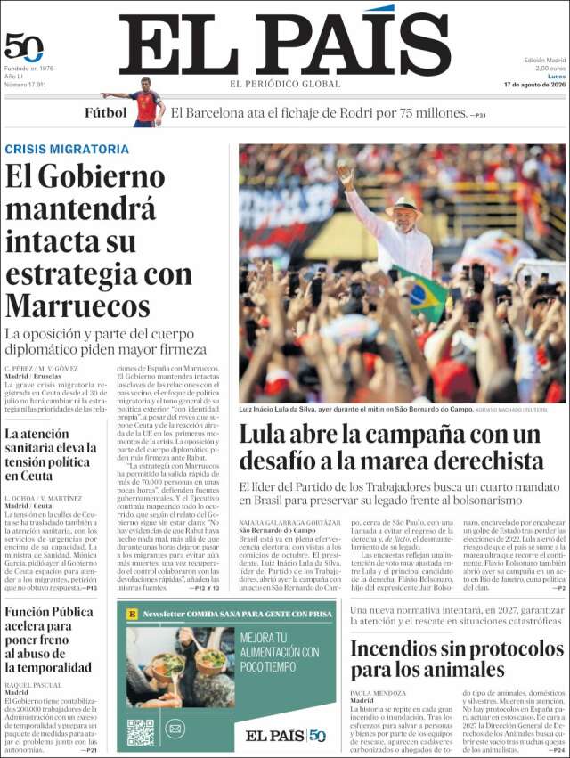 Portada de El País