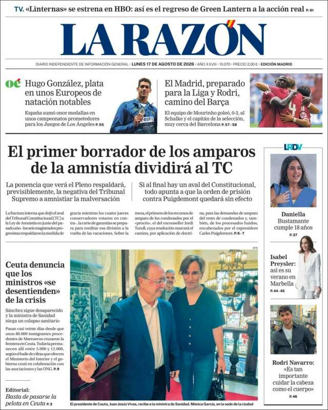 Portada de La Razón