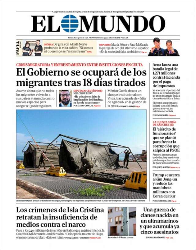 Portada de El Mundo