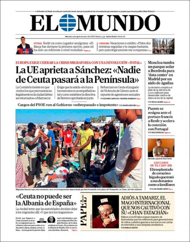 Portada de El Mundo