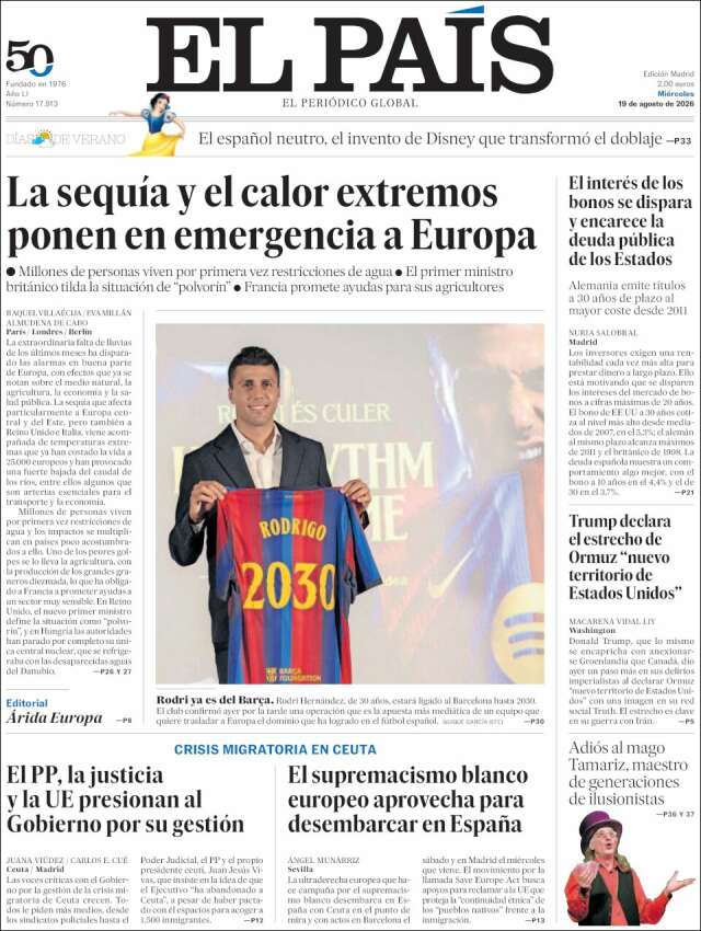 Portada de El País