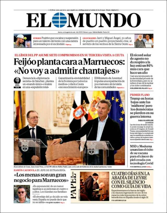 Portada de El Mundo