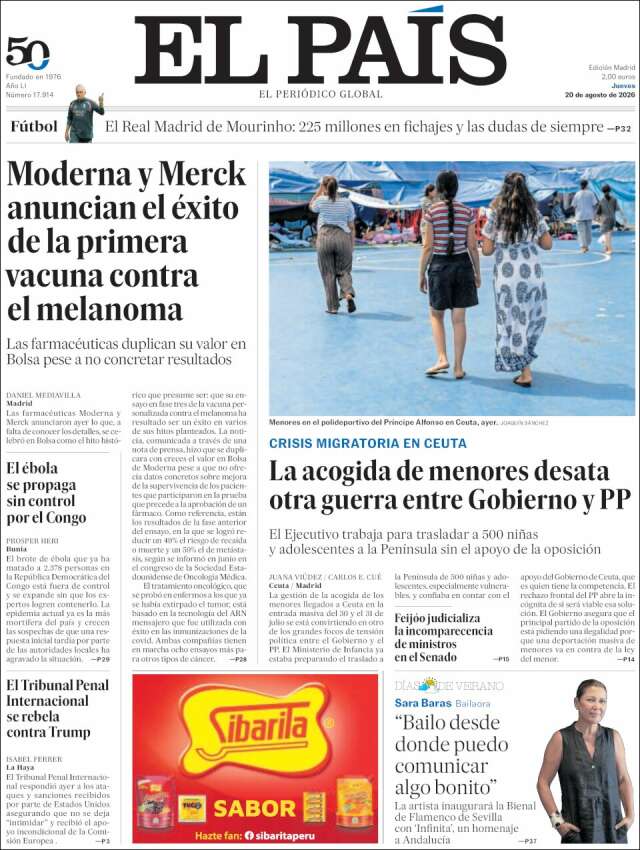 Portada de El País