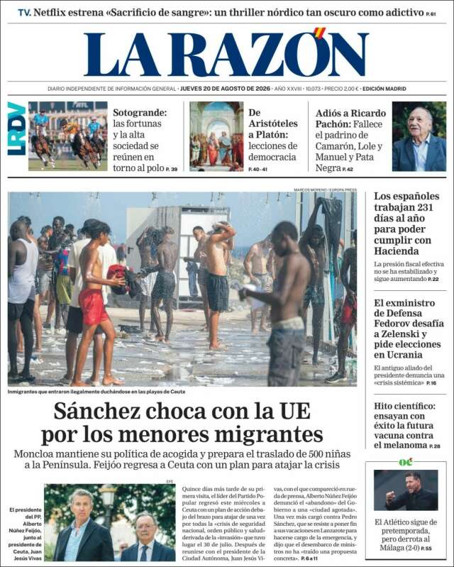 Portada de La Razón