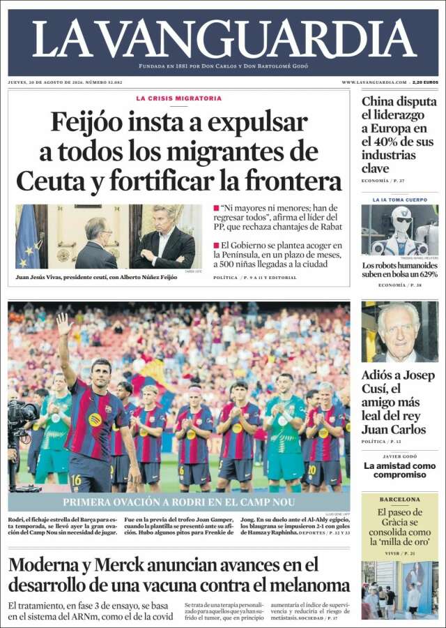 Portada de La Vanguardia