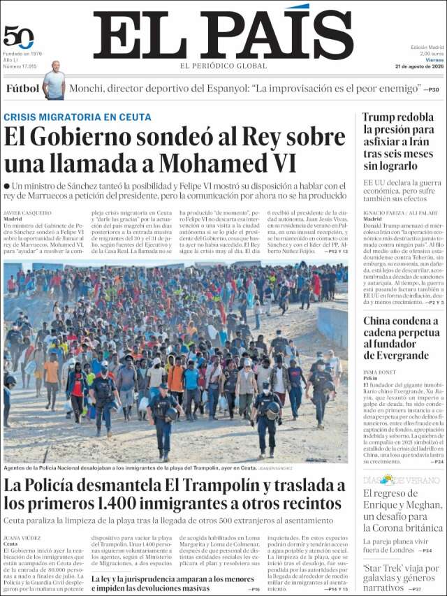 Portada de El País