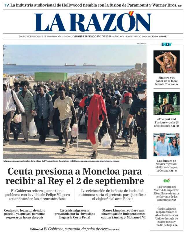Portada de La Razón