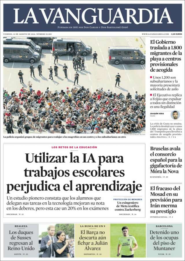 Portada de La Vanguardia