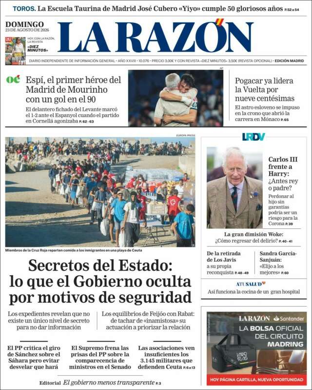 Portada de La Razón