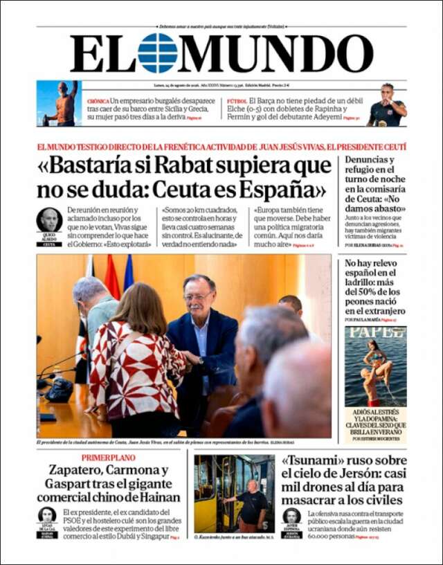 Portada de El Mundo