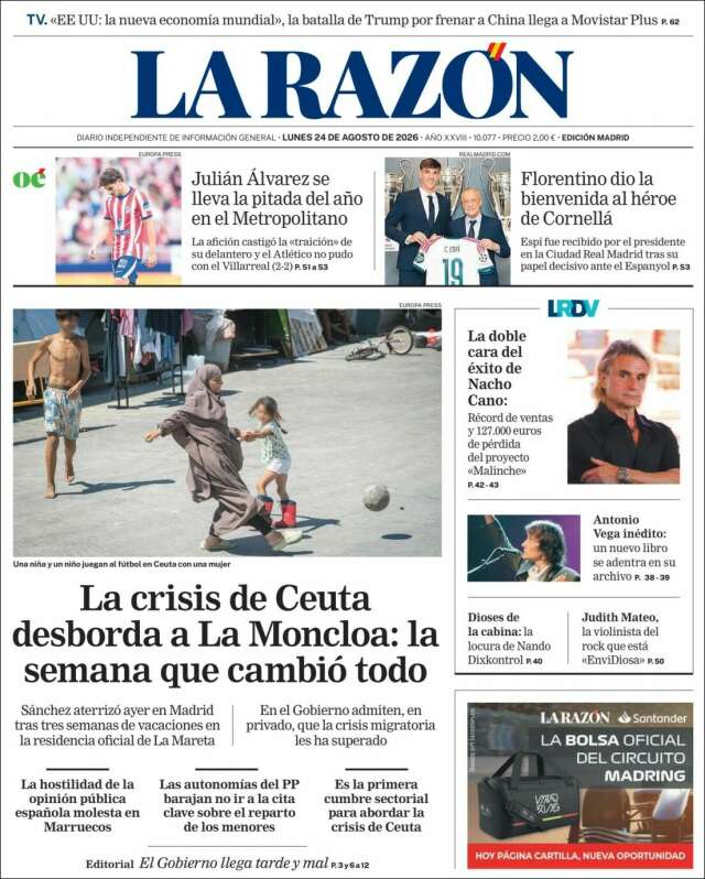 Portada de La Razón