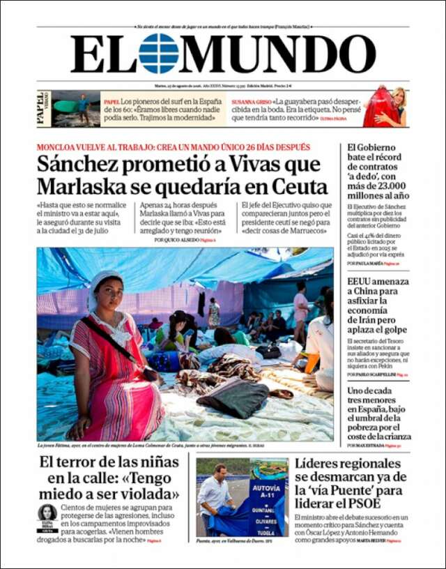 Portada de El Mundo
