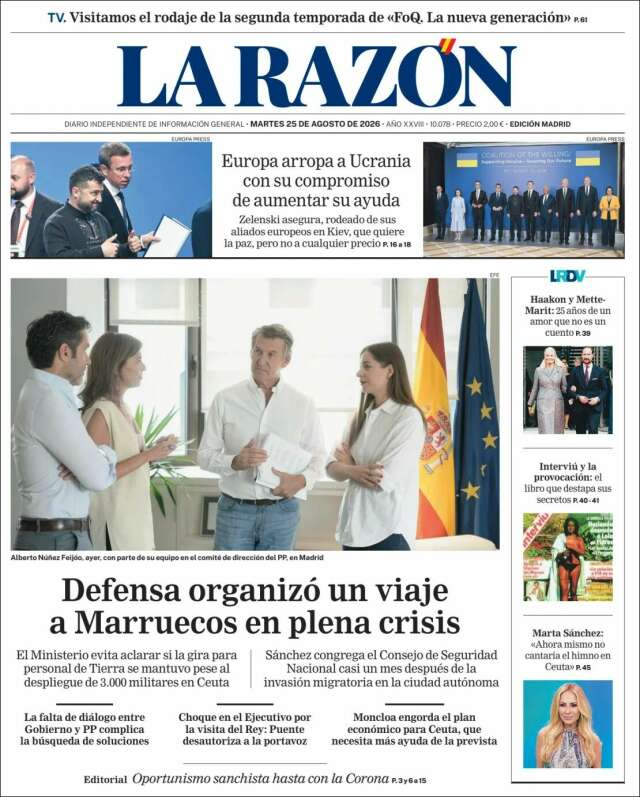 Portada de La Razón