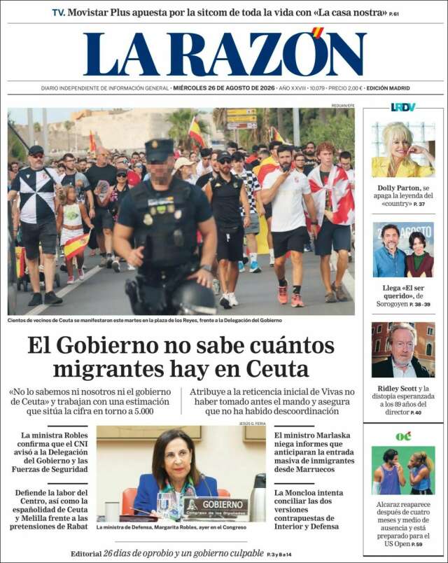 Portada de La Razón