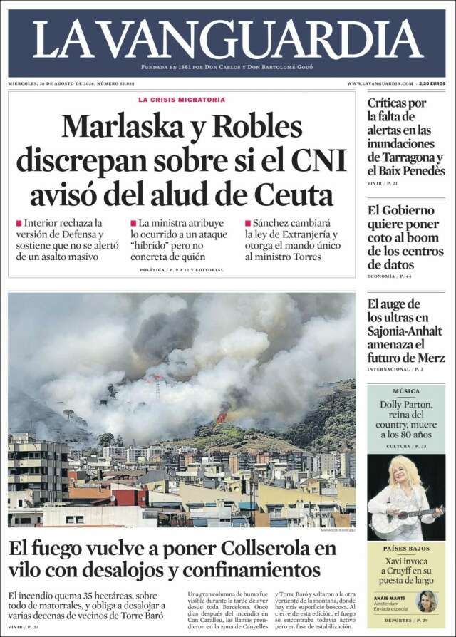Portada de La Vanguardia