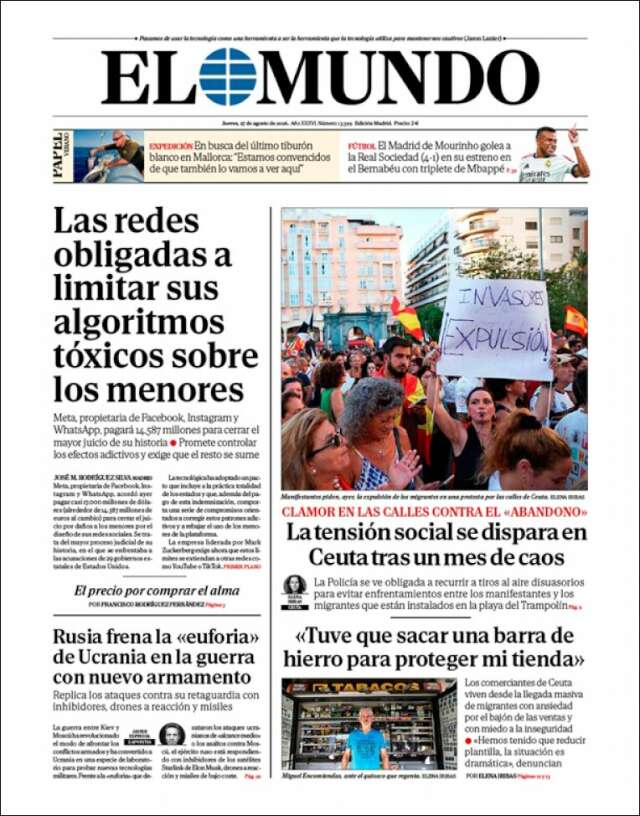 Portada de El Mundo