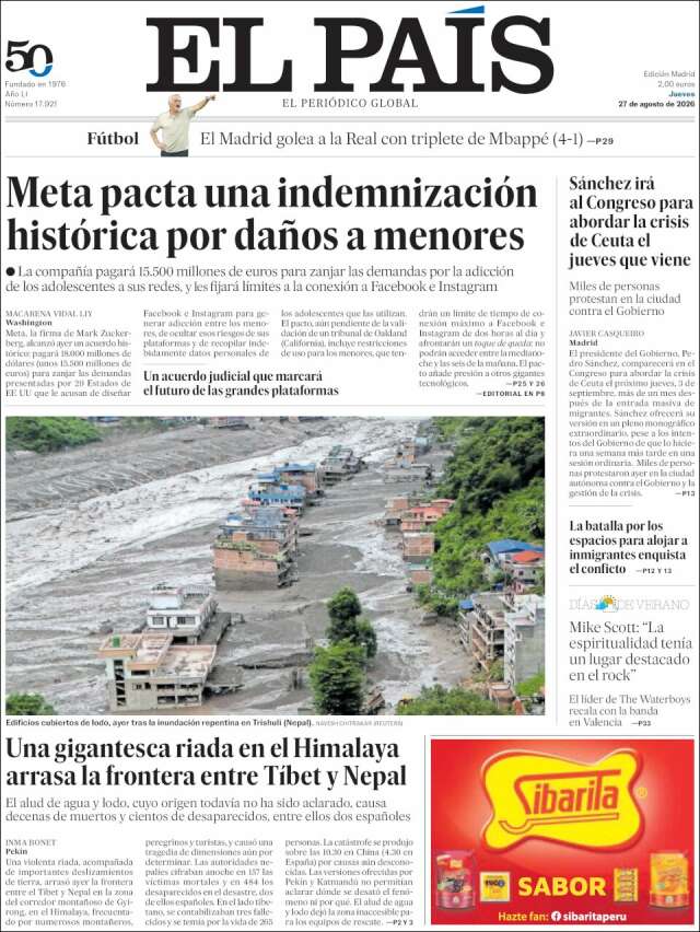 Portada de El País
