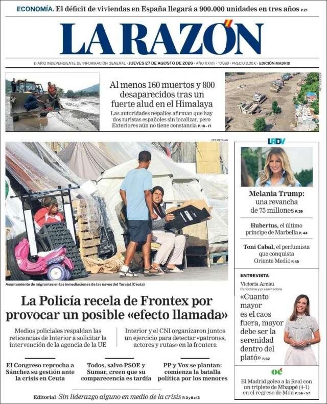 Portada de La Razón