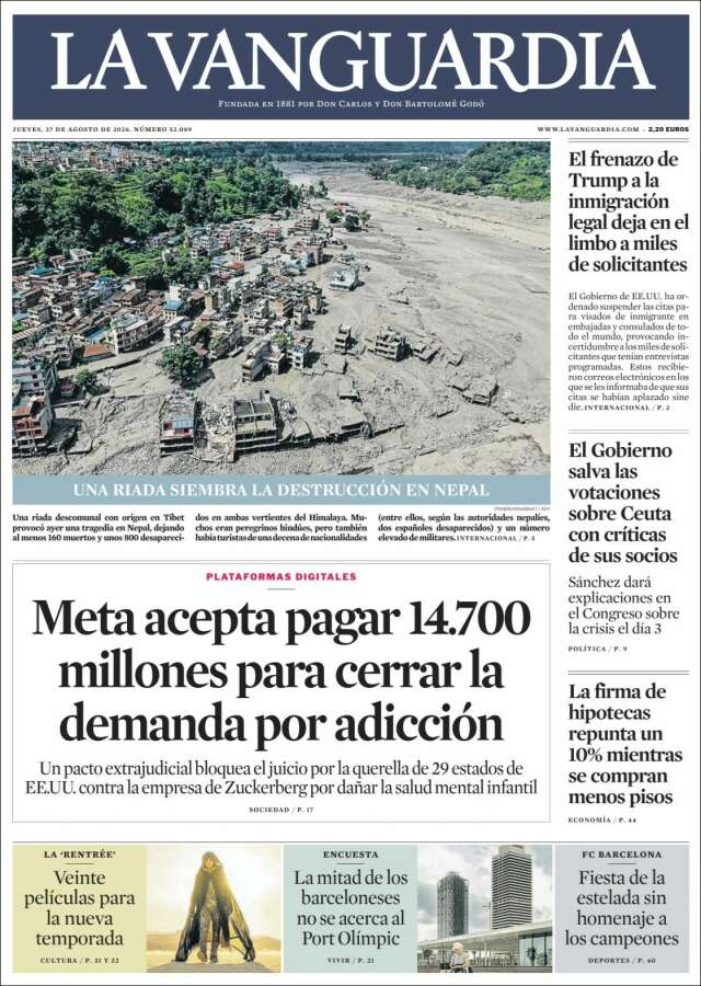 Portada de La Vanguardia