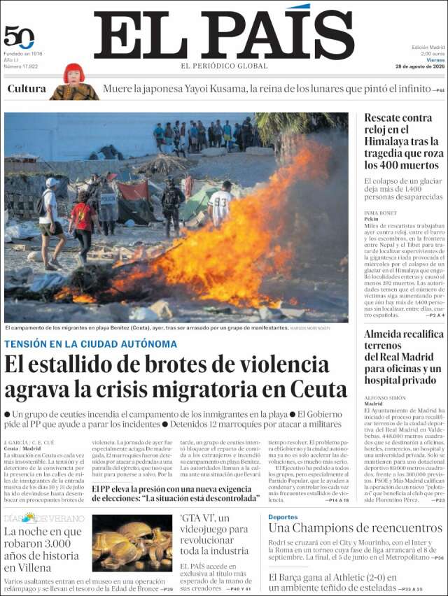 Portada de El País