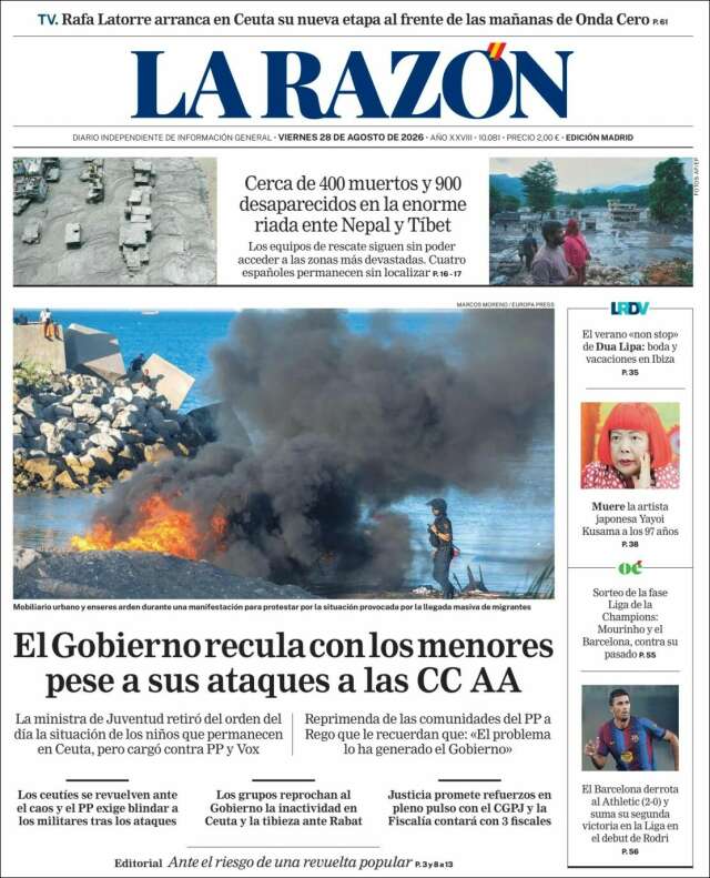 Portada de La Razón
