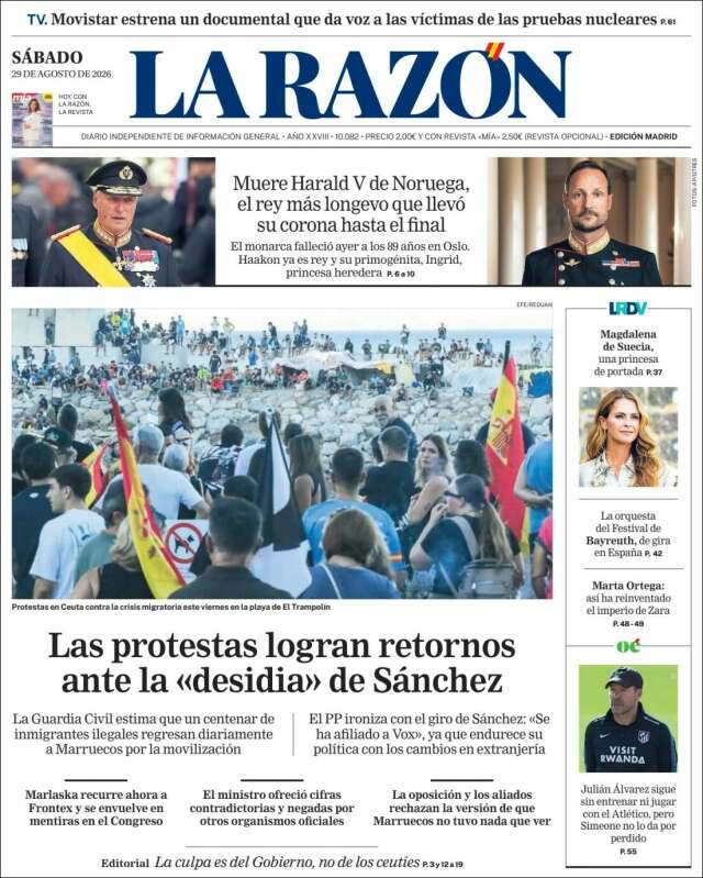Portada de La Razón