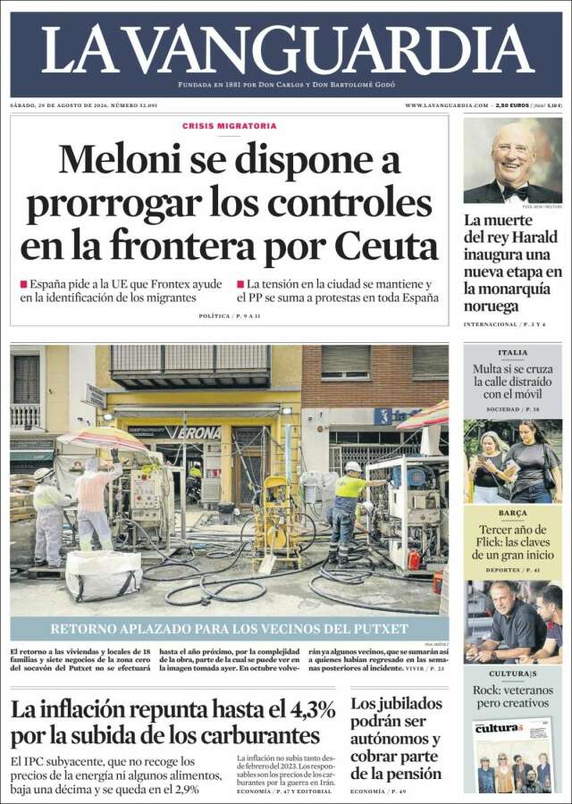 Portada de La Vanguardia