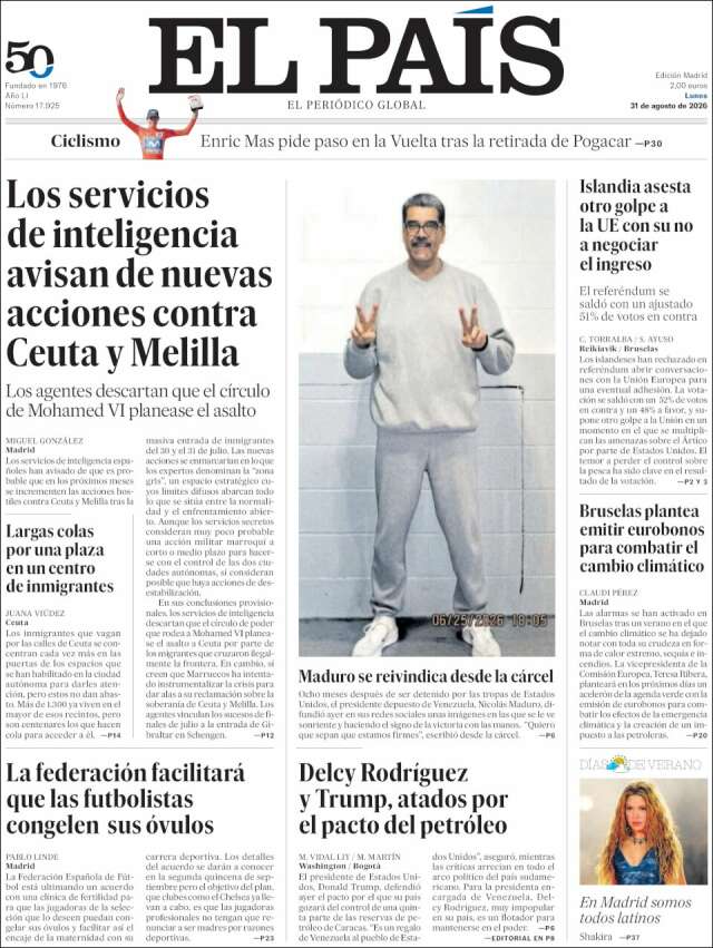 Portada de El País