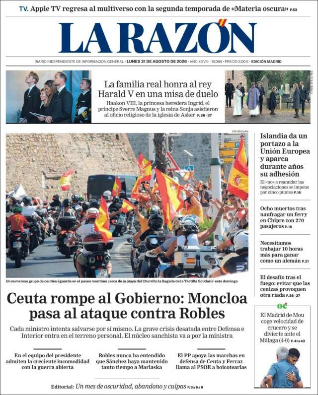 Portada de La Razón
