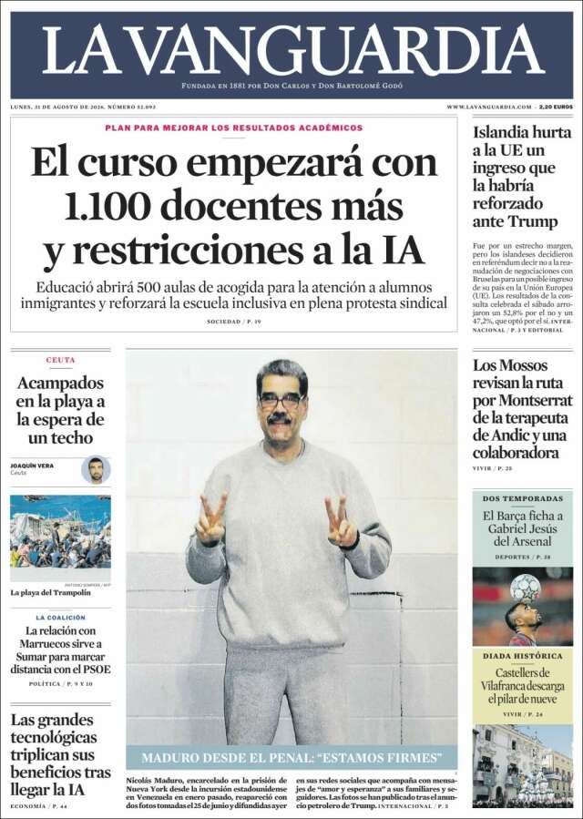 Portada de La Vanguardia