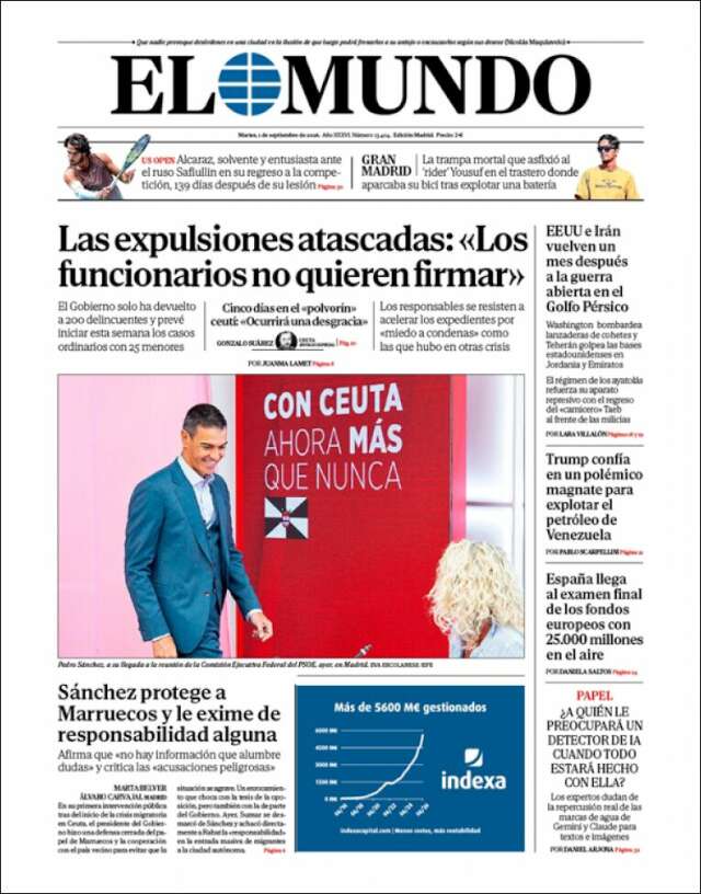Portada de El Mundo