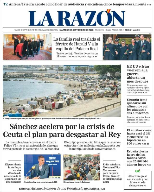 Portada de La Razón