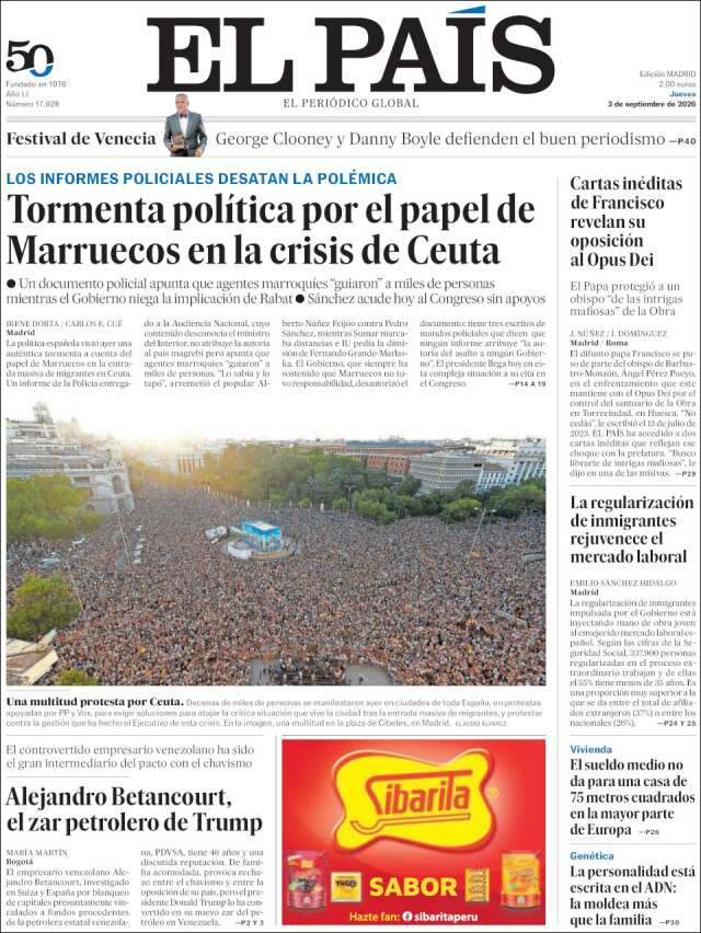 Portada de El País