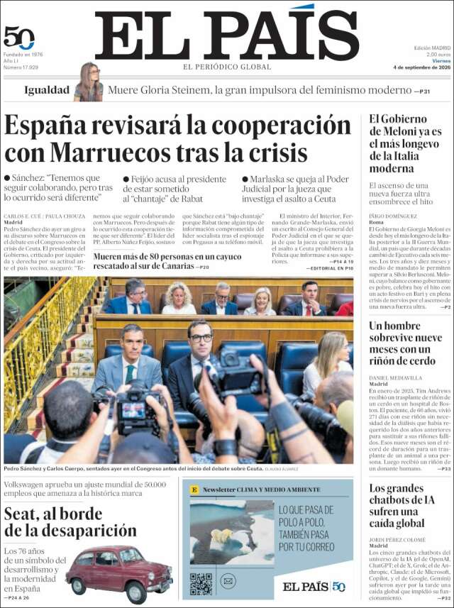 Portada de El País