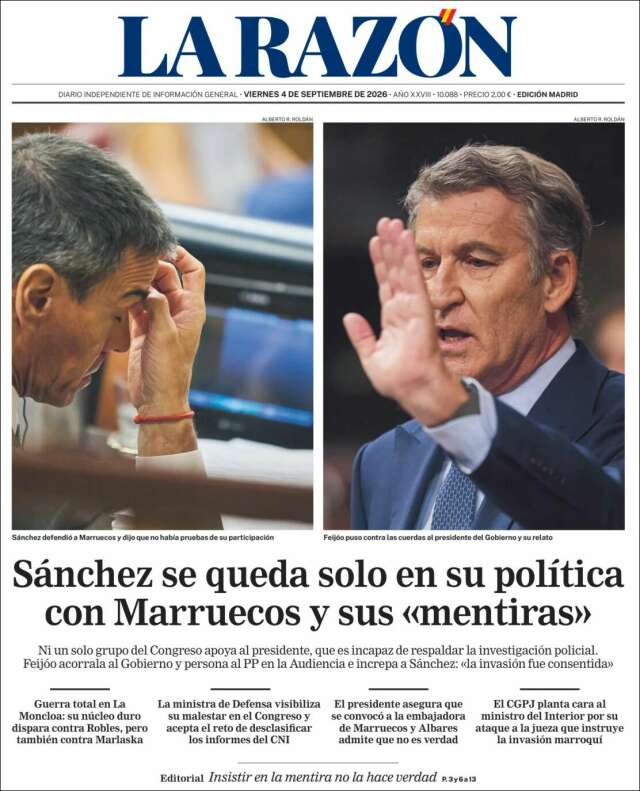 Portada de La Razón