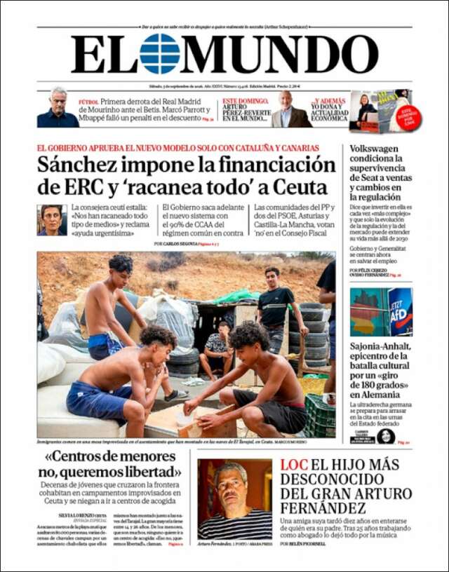 Portada de El Mundo