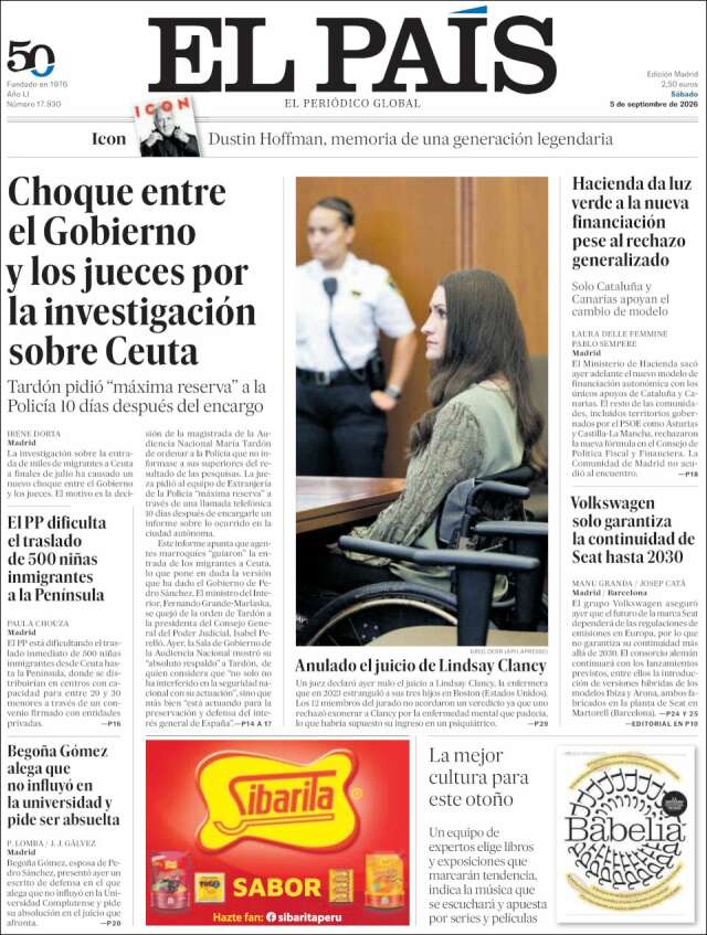 Portada de El País