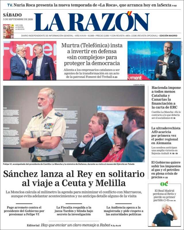 Portada de La Razón