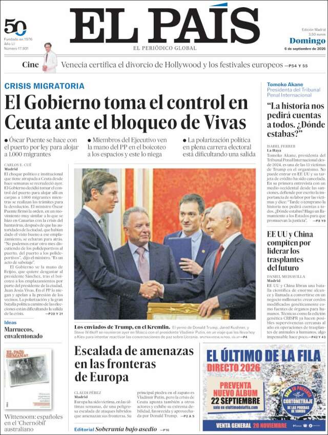 Portada de El País