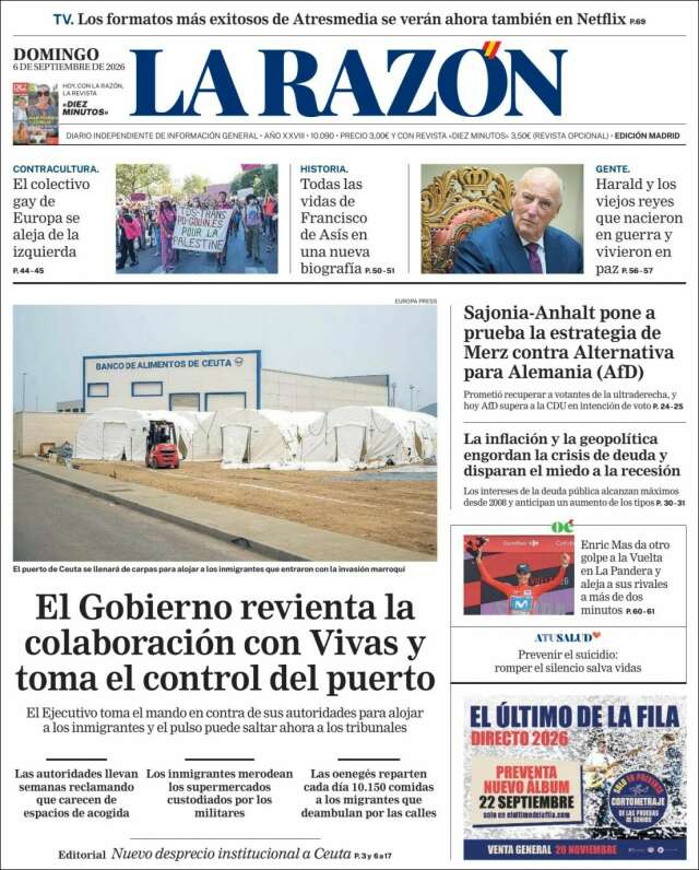 Portada de La Razón