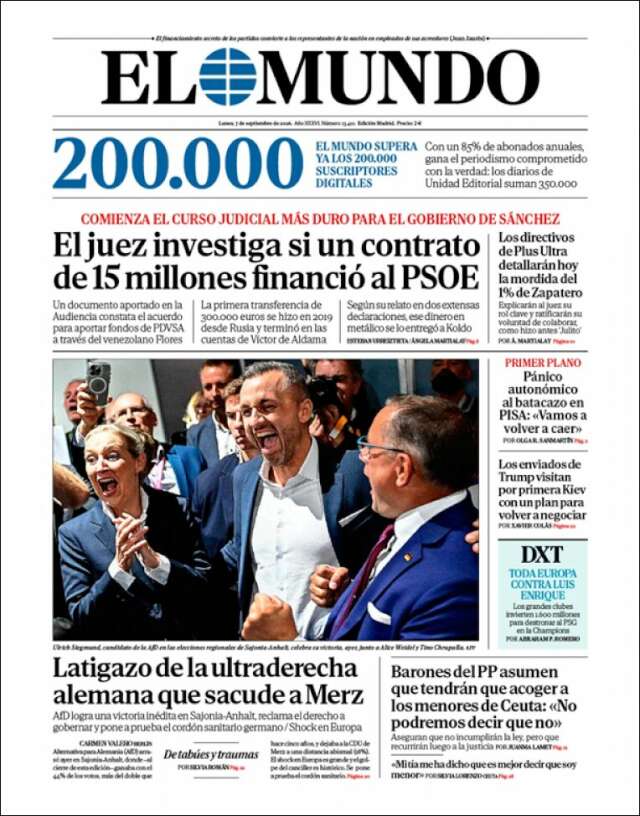 Portada de El Mundo