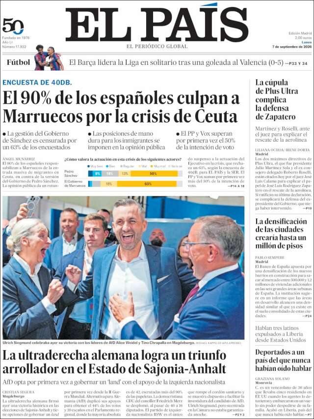 Portada de El País