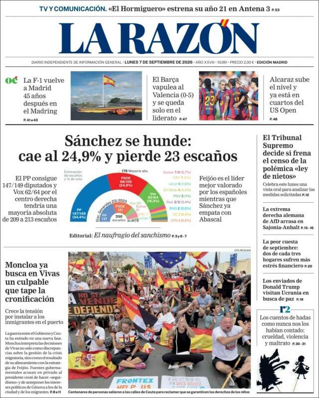 Portada de La Razón