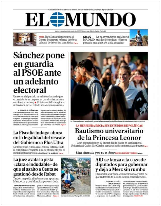 Portada de El Mundo