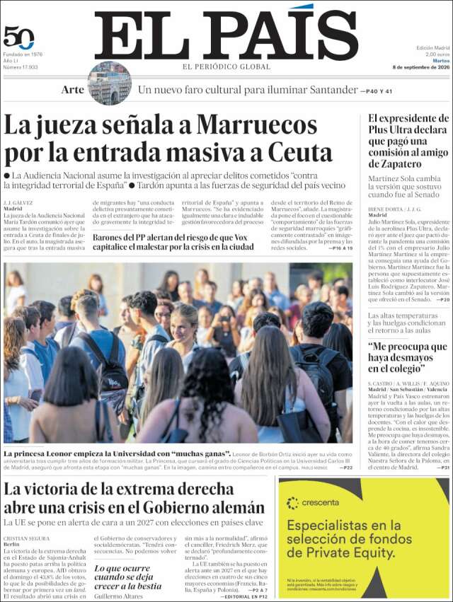 Portada de El País
