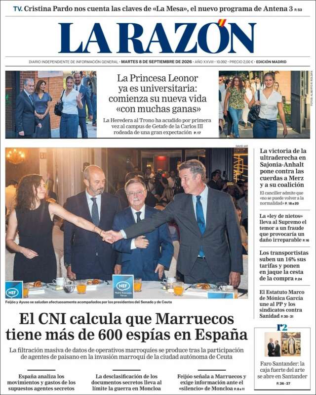 Portada de La Razón