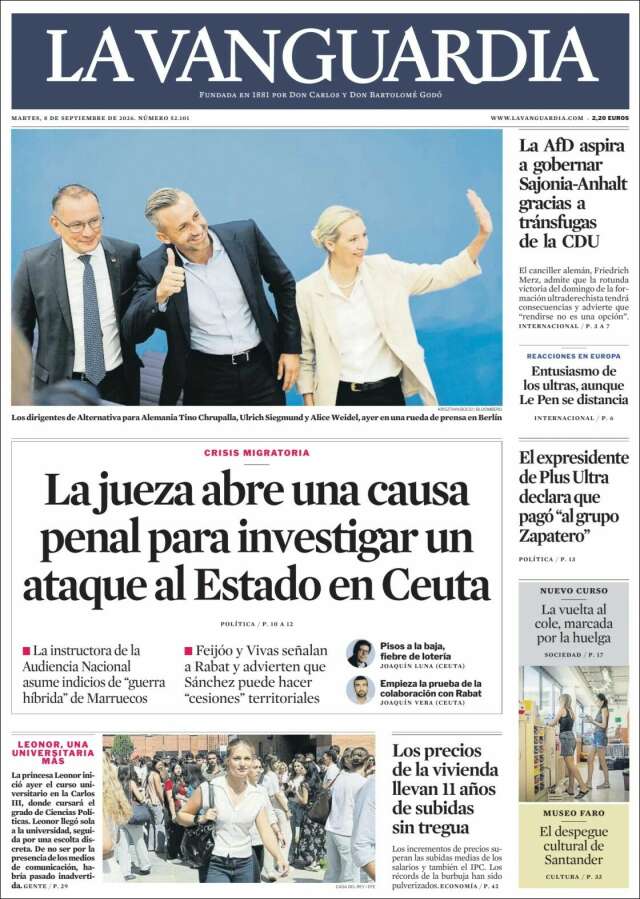 Portada de La Vanguardia